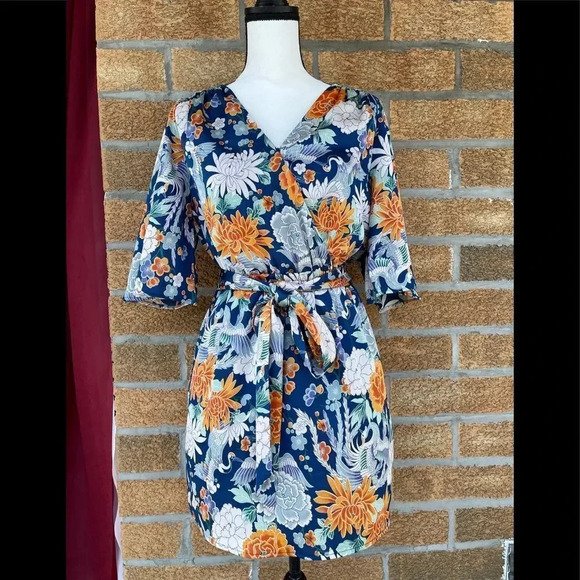 Highline Collective Asian Floral Kimono dress m - Picture 2 of 12